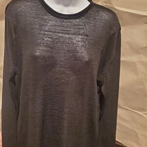 Kenneth Cole unisex sheer black crewneck sweater